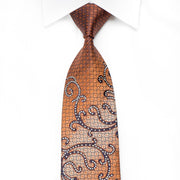 Crocodile Men’s Crystal Silk Necktie Orange Geometric & 