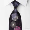 Crocodile Silk Rhinestone Necktie Geometric On Purple With 