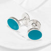 Cufflinks Solid 925 Sterling Silver Turquoise Enamel 