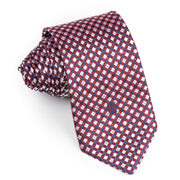 Daks Men’s Crystal Silk Neck Tie Silver Blue Burgundy 