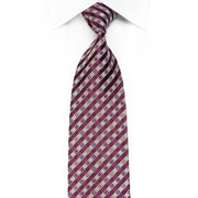 Daks Men’s Crystal Silk Necktie Purple Silver Striped With 