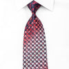Daks Men’s Crystal Silk Tie Red Checkered On Navy With 