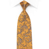 Daks Men’s Crystal Silk Tie Silver Acanthus On Golden Yellow
