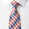 Daks Men's Rhinestone Silk Necktie Orange Blue Plaid With Silver Sparkles - San-Dee