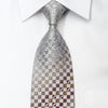 Daks Men’s Silk Crystal Rhinestone Necktie Silver Checker 