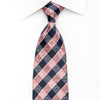 Daks Men's Silk Tie Pink Navy Plaids Sparkling With Rhinestones - San-Dee