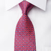 Daks Rhinestone Silk Necktie Blue Geometric On Pink With Silver Sparkles - San-Dee