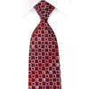 Daks Rhinestone Silk Necktie Geometric Checkered On Burgundy