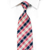 Daks Rhinestone Silk Necktie Pink Blue White Plaid With 