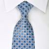 Daks Rhinestone Silk Necktie Silver Trellis On Blue With 