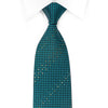 Daks Rhinestone Silk Necktie Turquoise Trellis On Black With