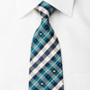 Daks Rhinestone Tie Turquoise Blue Ivory Plaid With Sparkles