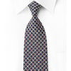 Daks Rhinestone Woven Silk Necktie Silver Trellis On Navy 