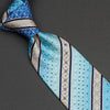 Daks Silk Neck Tie Blue Cream Striped With Lattice & 