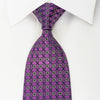 Daks Silk Nectie Purple Geometric On Black With Sparkles - San-Dee