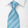 Daks Silk Tie Blue Striped Rhinestone With Silver Sparkles - San-Dee
