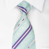 Danie Hechter Rhinestone Necktie Mauve Striped On Blue With Sparkles - San-Dee