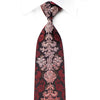 Daniel Hechter Men's Crystal Silk Necktie Burgundy Damask On Black - San-Dee