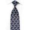 Daniel Hechter Men's Crystal Silk Necktie Silver Acanthus On Blue With Red Sparkles - San-Dee