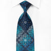 Daniel Hechter Men's Crystal Silk Tie Damask On Blue Sparkling With Rhinestones - San-Dee