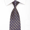 Daniel Hechter Men's Silk Necktie Golden Floral On Purple Sparkling With Rhinestones - San-Dee
