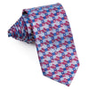 Daniel Hechter Men's Silk Rhinestone Necktie Silver & Red Lattice On Blue With Silver Sparkles - San-Dee