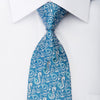 Daniel Hechter Men's Silk Tie Silver Filigree On Blue Sparkling With Rhinestones - San-Dee