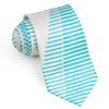 Daniel Hechter Silk Neck Tie Blue Stripes On White With Rhinestones 3 1/2 Inch - San-Dee