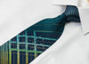 Daniel Hechter Silk Rhinestone Necktie Stripes On Turquoise With Silver Sparkles - San-Dee