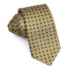 Daniel Heckter Men's Silk Rhinestone Tie Yellow Trellis On Blue With Silver Sparkles - San-Dee