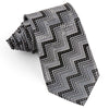 Daniel Rubenstein Men's Rhinestone Silk Neck Tie Silver Zig Zags On Black With Silver Sparkles - San-Dee