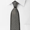 Daniel Skinny Necktie Silver Zig Zags On Black With Sparkles - San-Dee