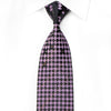 Elegance Men's Crystal Necktie Purple Black Checkered With Silver Sparkles - San-Dee