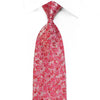 Elegance Men's Crystal Silk Necktie Floral On Pink With Blue Sparkles - San-Dee