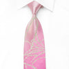 Elegance Men's Crystal Silk Necktie Geometric On Pink With Silver Sparkles - San-Dee