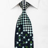 Elegance Men's Rhinestone Necktie Checker On Navy Blue With Silver Sparkles - San-Dee