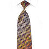 Elegance Men's Rhinestone Silk Necktie Orange Chevron Striped On Brown With Sparkles - San-Dee