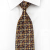 Elegance Mens Rhinestone Tie Orange Interlocking Circles On Brown Silk - San-Dee
