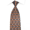Elegance Men's Silk Necktie Navy Harlequin On Brown Sparkling With Crystal Rhinestones - San-Dee