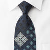 Elegance Rhinestone Silk Necktie Cartouche On Navy With Blue Sparkles - San-Dee