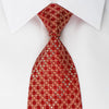 Elegance Rhinestone Silk Necktie Gold Trellis On Red With Gold Sparkles - San-Dee