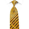 Elegance Rhinestone Silk Tie Golden Striped Floral On Brown With Sparkles - San-Dee