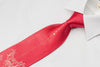 Elegance Silk Necktie Damask On Red With Rhinestones - San-Dee