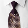 Elegance Silk Rhinestone Necktie Paisley Interlocking Circles On Brown With Silver Sparkles - San-Dee