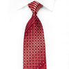 Elle Homme Men's Crystal Silk Necktie Geometric & Striped On Red With Sparkles - San-Dee