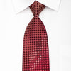 Elle Homme Men's Silk Necktie Trellis On Burgundy Sparkling With Rhinestones - San-Dee