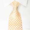 Elle Homme Rhinestone Silk Necktie Interlocking Circles On White With Silver Sparkles - San-Dee