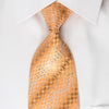 Elle Homme Rhinestone Silk Necktie Silver Checkered On Orange With Silver Sparkles - San-Dee