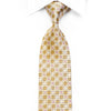 Elle Homme Rhinestone Silk Necktie Silver Trellis On Gold With Sparkles - San-Dee