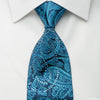 Elle Homme Rhinestone Tie Paisley Anthemion On Turquoise Blue With Blue Sparkles - San-Dee